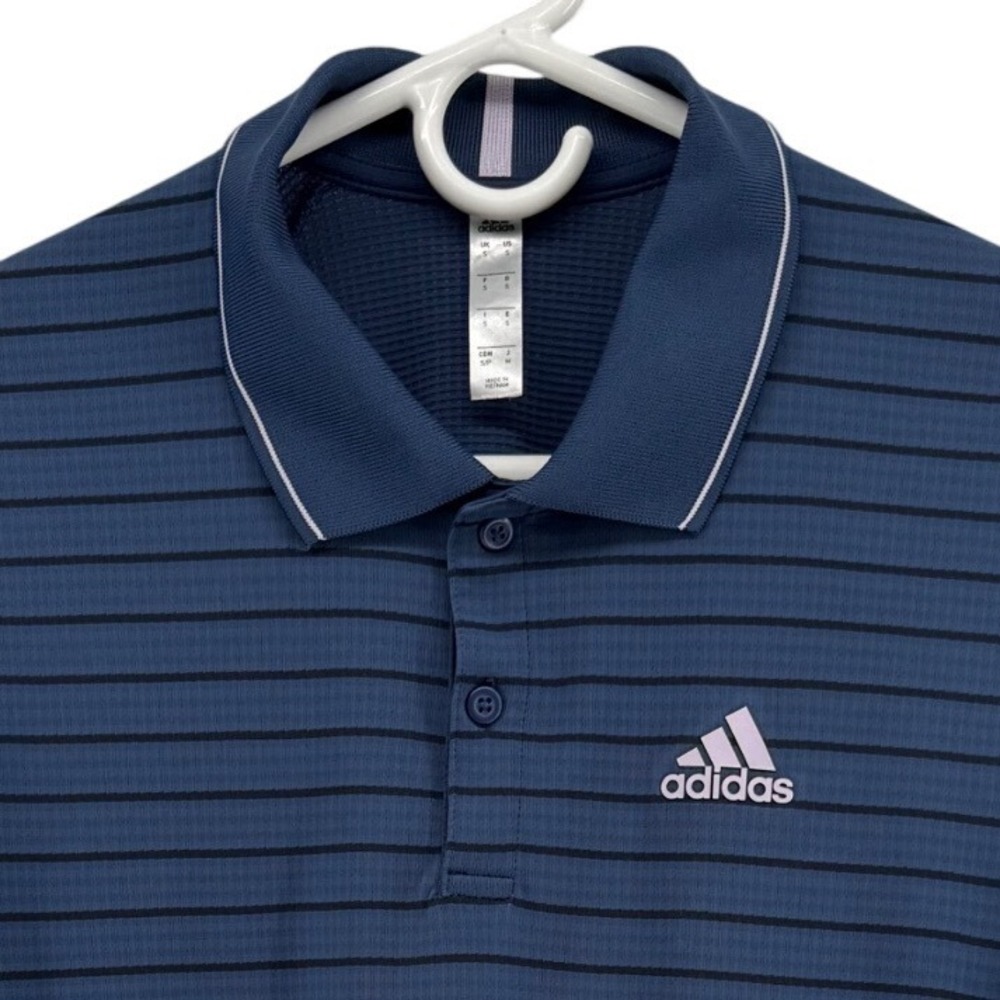 Adidas Mens AEROREADY Striped Polo Shirt Navy S Shortsleeve Pickleball Tennis
